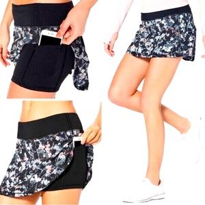 Lululemon pace rival tennis skirt 4 floral black shorts skort